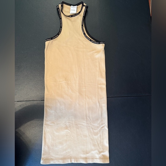 NWOT Iets Frans Logo Tape Body-Con Beige Minidress Beige with Black Trim Size S - Picture 1 of 5